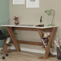 Hanah Home Lungo Escritorio de Estudio Roble Oscuro y Blanco